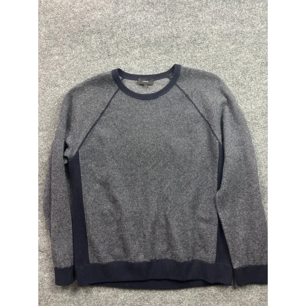 Vince Sweater Mens XL Blue Wool Cashmere Blend Raglan Crewneck Textured Knit